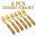 Royal Golden Dessert Fork Set - Pack of 6)