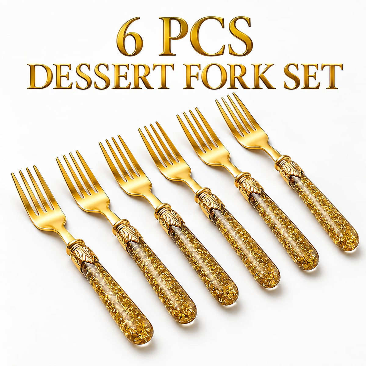 Royal Golden Dessert Fork Set - Pack of 6)