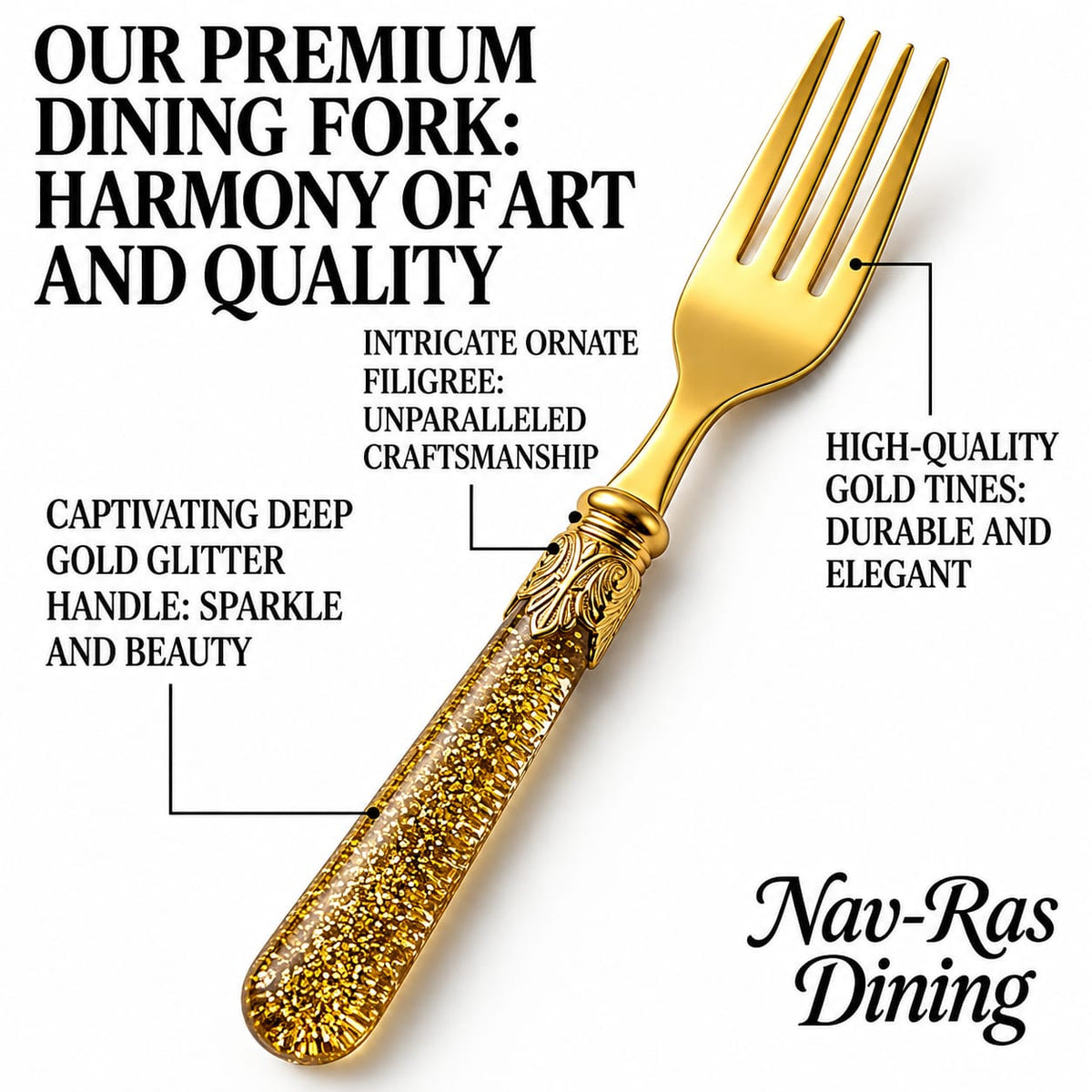 Royal Golden Dessert Fork Set - Pack of 6)