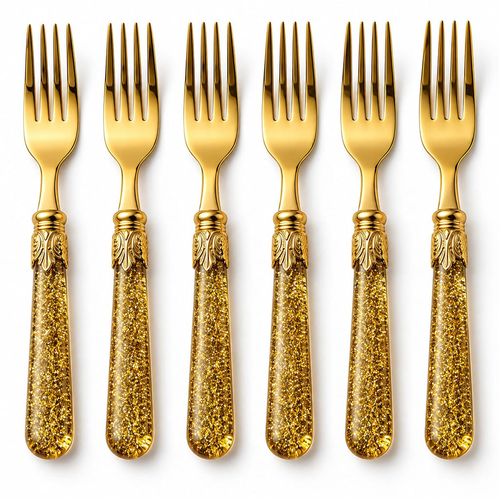 Royal Golden Dessert Fork Set - Pack of 6)