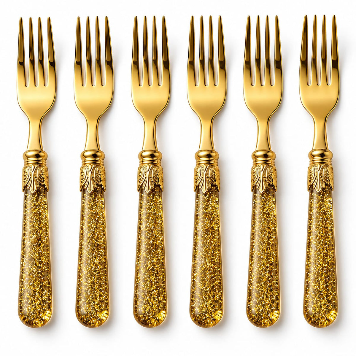 Royal Golden Dessert Fork Set - Pack of 6)